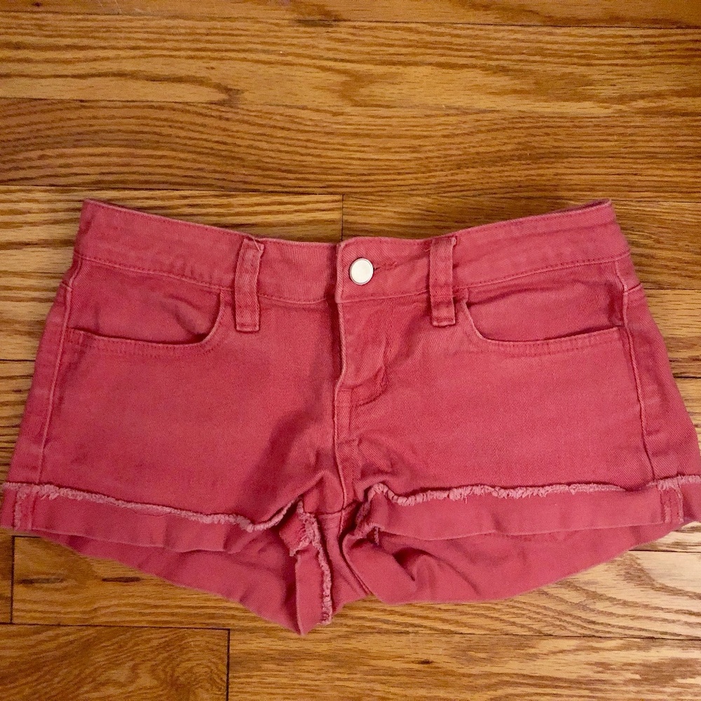 Forever 21 Salmon/Coral Denim Cutoff Shorts